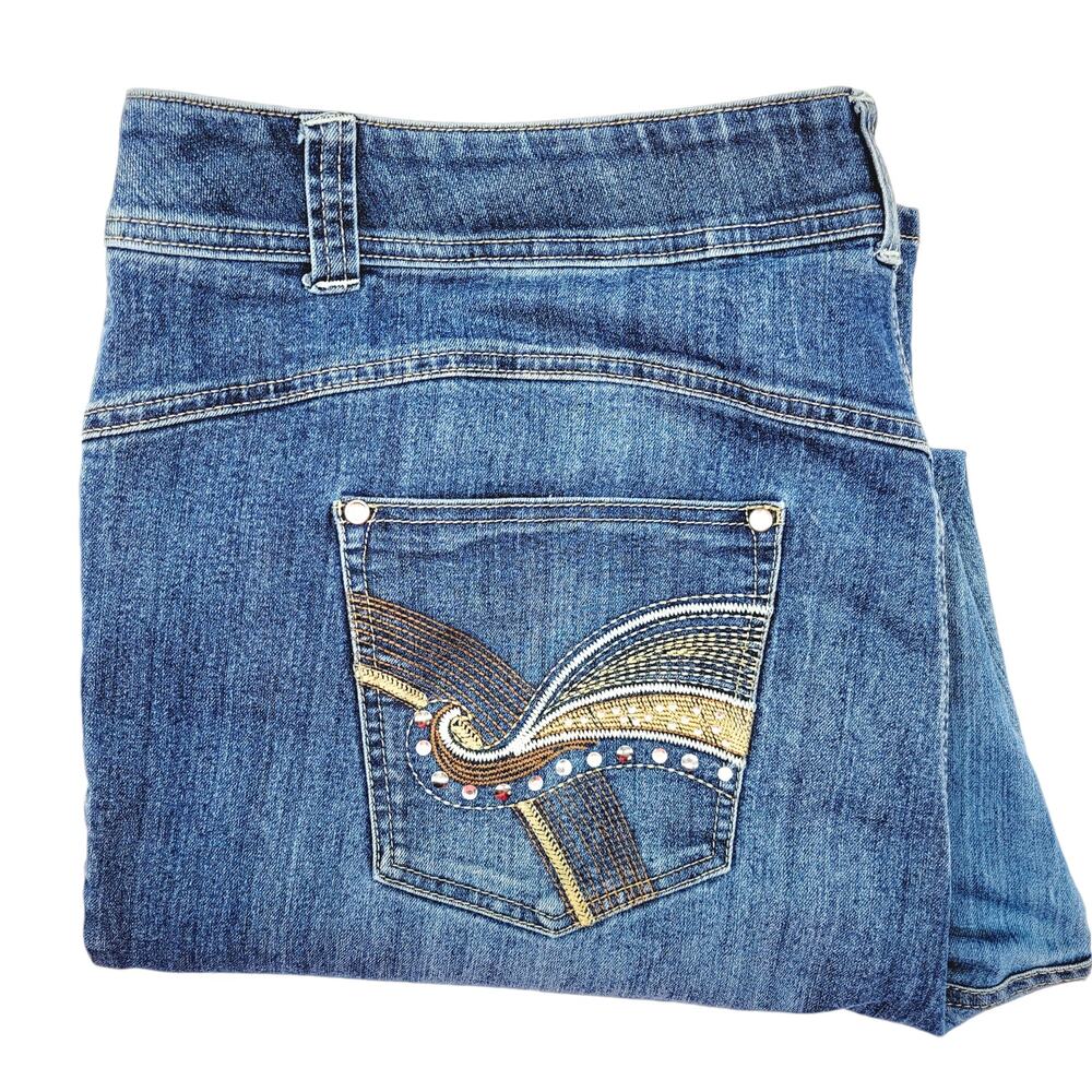 Lane Bryant Slim Boot Embellished Pockets Medium Wash Jeans - Size 26